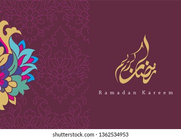 Ramadan Kareem greeting card template arabic calligraphy with 
Islamic style ornaments are very suitable for various purposes