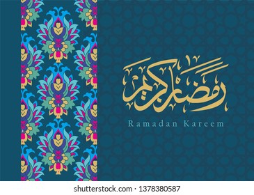 Ramadan Kareem greeting card template arabic calligraphy with 
Islamic style ornaments are very suitable for various purposes