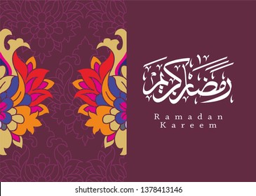 Ramadan Kareem greeting card template arabic calligraphy with 
Islamic style ornaments are very suitable for various purposes
