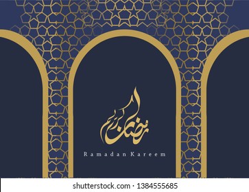 Ramadan Kareem greeting card template arabic calligraphy with 
Islamic style ornaments are very suitable for various purposes