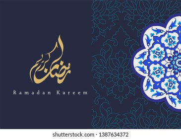 Ramadan Kareem greeting card template arabic calligraphy with 
Islamic style ornaments are very suitable for various purposes