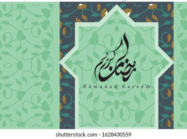 Ramadan Kareem greeting card template arabic calligraphy with 
Islamic style ornaments are very suitable for various purposes