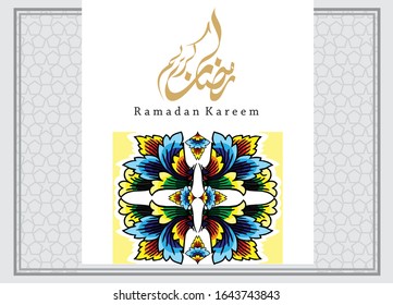 Ramadan Kareem greeting card template arabic calligraphy with 
Islamic style ornaments are very suitable for various purposes