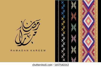 Ramadan Kareem greeting card template arabic calligraphy with 
Islamic style ornaments are very suitable for various purposes. Vektor