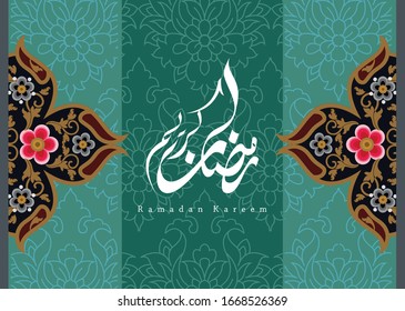 Ramadan Kareem greeting card template arabic calligraphy with 
Islamic style ornaments are very suitable for various purposes. Vektor