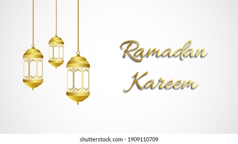 Ramadan kareem greeting card template with gold ramadan lantern islamic background banner 