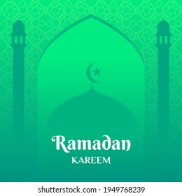 ramadan kareem greeting card template in flat style