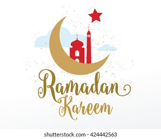 Ramadan Kareem greeting card. Typographic vector design.