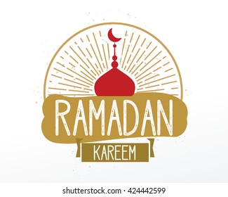 Ramadan Kareem greeting card. Typographic vector design.