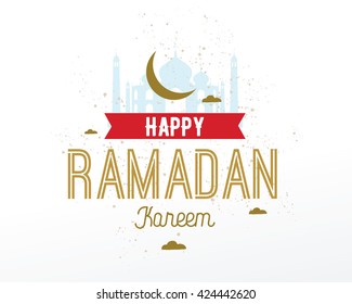 Ramadan Kareem greeting card. Typographic vector design.