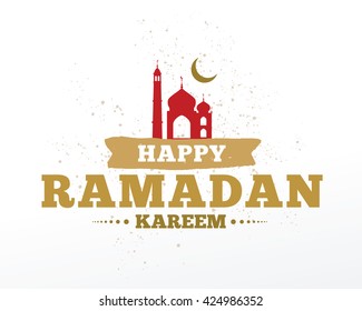 Ramadan Kareem greeting card. Typographic vector design.