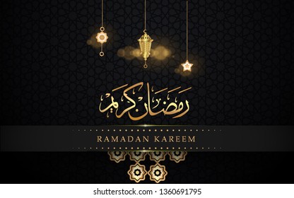 Ramadan kareem greeting card vector design, Translation of text : May Generosity Bless you during the holy month, can use for, landing page, template, ui, web, mobile app, poster, banner, flyer