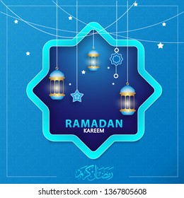 Ramadan kareem greeting card vector design, Translation of text : May Generosity Bless you during the holy month, can use for, landing page, template, ui, web, mobile app, poster, banner, flyer