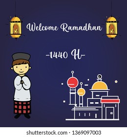 Ramadan Kareem Greeting Card Vector Template Design Illustration