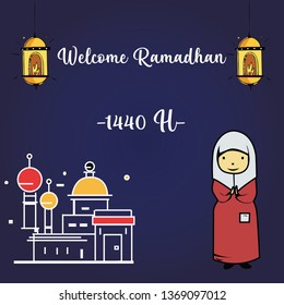 Ramadan Kareem Greeting Card Vector Template Design Illustration