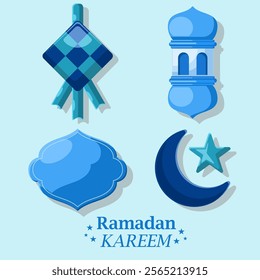 Ramadan Kareem greeting card. Vector illustration in flat style.