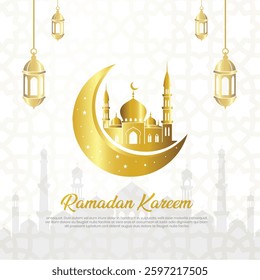  Ramadan Kareem greeting card vector illustration.
