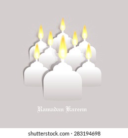 Ramadan Kareem greeting card / Vector template greeting card with intricate oil lamp / paper craft style

