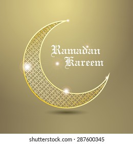 Ramadan Kareem greeting card / Vector template greeting card with intricate Arabic Moon
