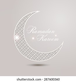 Ramadan Kareem greeting card / Vector template greeting card with intricate Arabic Moon
