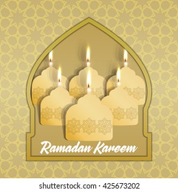 Ramadan Kareem greeting card / Vector template greeting card with intricate oil lamp.