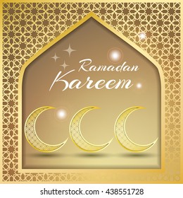 Ramadan Kareem greeting card / Vector template greeting card with intricate Arabic Moon