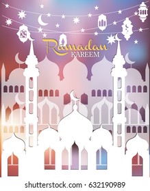 Ramadan Kareem greeting card. Vector illustration