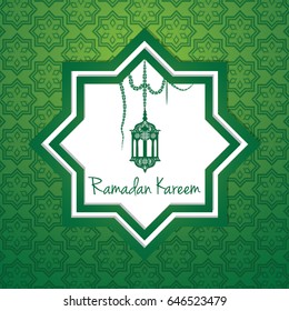Ramadan Kareem greeting card / Vector Illustration template greeting card with intricate arabic lamp on abstract background