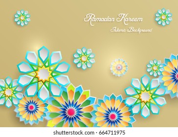 Ramadan Kareem greeting card,Paper graphic of Islamic geometric art. Islamic decoration.