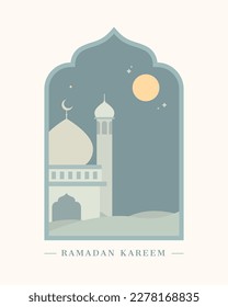 Ramadan Kareem Greeting Cards with Flat Vector Style