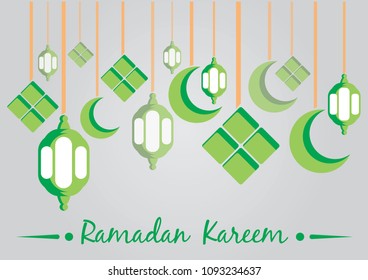 Ramadan Kareem greeting cards. Glorious month of Muslim year. Vector illustration