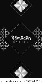 Ramadan Kareem greeting cards set. Ramadan holiday invitations templates collection with gold lettering and arabic pattern. Vector illustration