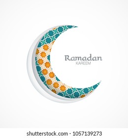 Ramadan Kareem greeting cards vector illustration using paper cut design style. 