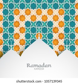 Ramadan Kareem greeting cards vector illustration using paper cut design style. 