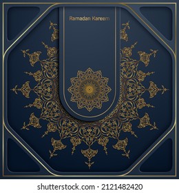 Ramadan kareem greeting with circle floral pattern for islamic banner background