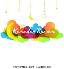 Ramadan Kareem greeting with colorful text background