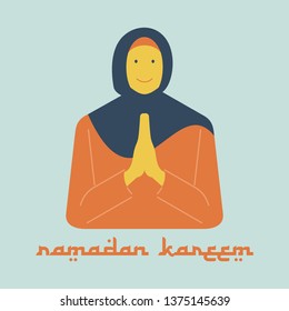 Ramadan Kareem greeting concept design With flat design character people, Suitable for web landing page, ui, mobile app, banner template