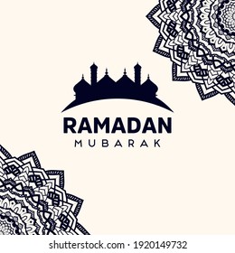 Ramadan Kareem greeting concept mosque and ornament pattern. Vector illustration design.