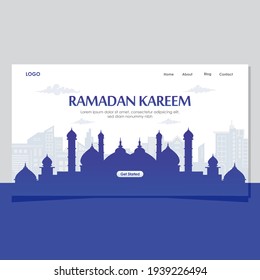 Ramadan Kareem greeting concept  for web landing page template, banner, presentation, social, and print media. islamic eid fitr or adha flat design vector illustration.