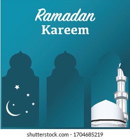 Ramadan Kareem greeting design background with mosque