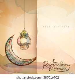 Ramadan Kareem greeting design background - Translation of text : Ramadan Kareem - May Generosity Bless you during the holy month 