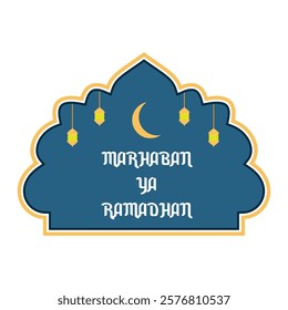 Ramadan Kareem Greeting Design with Lanterns and Crescent Moon