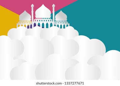 Ramadan Kareem greeting design vector illustration eps 10 trendy concept with mosque