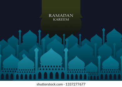 Ramadan Kareem greeting design vector illustration eps 10 trendy concept with mosque