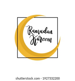 Ramadan Kareem greeting flat illustration with crescent moon