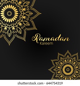 Ramadan Kareem greeting with gold ornamental design