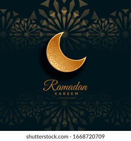 ramadan kareem greeting with golden moon design