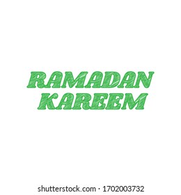 Ramadan Kareem greeting. Green scribble Icon with solid contour on white background. Illustration.