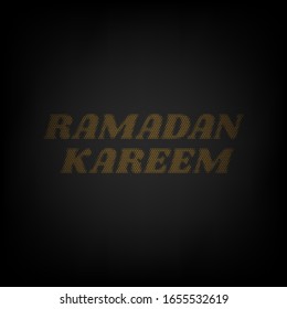 Ramadan Kareem greeting. Icon as grid of small orange light bulb in darkness. Illustration.