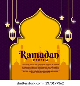 Ramadan Kareem greeting Islamic background with gold patterns